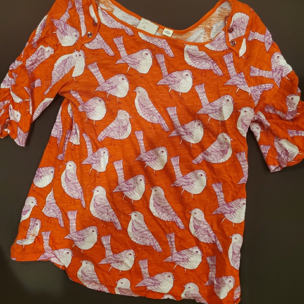 Postmark Anthropologie Women's Bird Print Shirt
